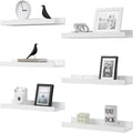 6 Pieces Wall Hanging Wall TV Wall Living Room Solid Wood Partition Wall Honor Wall Display Stand, White