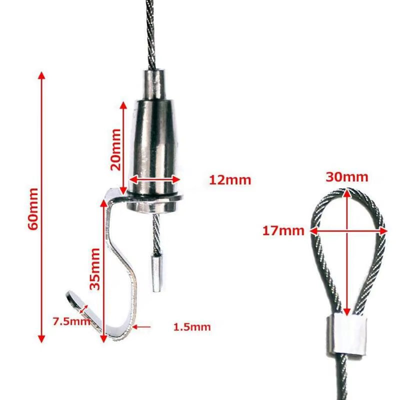 4Pcs Adjustable Hanger Hook Bullet Shape Stainless Steel Wire Professional Art Gallery Picture Display Hanging System Accessory